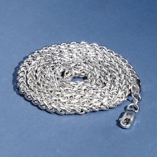 S925 Sterling Silver Spiga Plait Chain Necklace 4mm Keel Rope chain Men Women jewelry Accessories