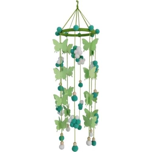 HX5D Baby Crib Wind Chime Butterfly Hair Ball Rattle Newborn Cot Pendant Infants Room Decoration Shower Gift