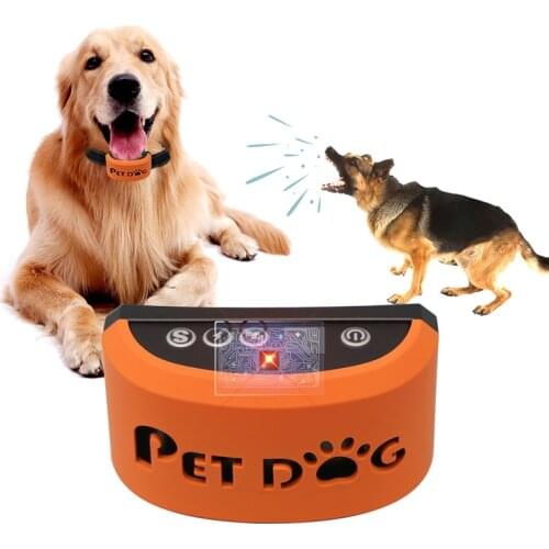 Intelligent LED display ultrasonic barking arrestor training dog electric shock anti barking rechargeable waterproof four in one
