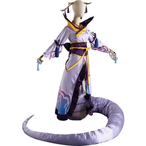 2020 Game LOL Spirit Blossom Costume The Serpents Embrace Cosplay Costume Cassiopeia Purple Halloween Party Dress Props Tails