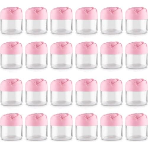 24Pcs Rose Gram Pot Jars Round Plastic Cosmetic Container Jar with Lids for Travel Storage Jars Sample Empty Container Pink