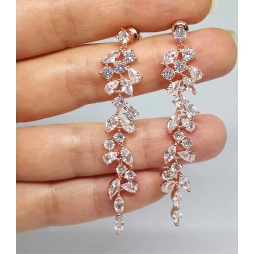 KSRA 2021 New Marquise Crystal Long Zircon Earrings For Women Luxury Engaged Dangle Drop Earrings Bride wedding Jewelry