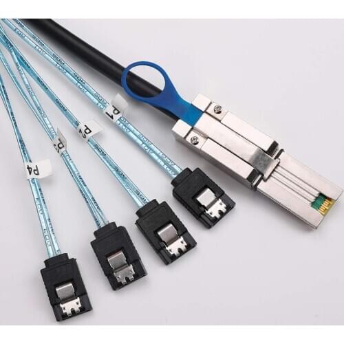 Mini HD SAS to SATA Cable Sas 26Pin (Sff-8088) Male To 4 Sata 7Pin Female Cable Sas HostTo 4 Sata Target Hard Disk Data Cable