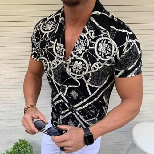 Mens Single Breasted Digital Printing Short Sleeve Shirt Sleeved Hawaiian High quality Shirt High Street Style casual Cardigan