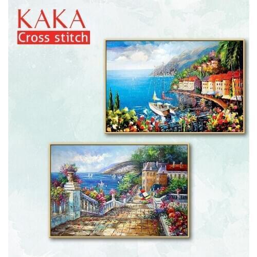 Cross stitch kits,Embroidery needlework sets with printed pattern,11CT-canvas for Home Decor Painting,Landscape Full NCKS087