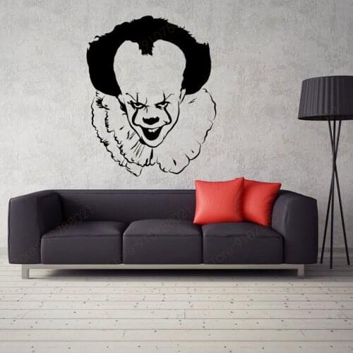 Pennywise IT Halloween Wall Sticker Vinyl Art Home Decor for Living Room Bedroom Horror Clown Decals Removable Murals Gift S362