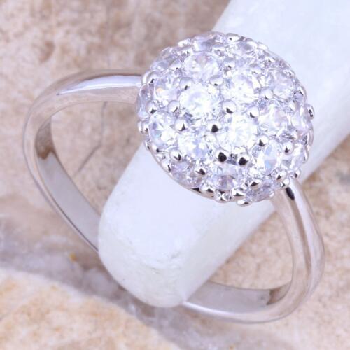 Unusual White CZ Silver Plated Ring Size 4 / 5 / 6 / 7 / 8 / 9 R1545