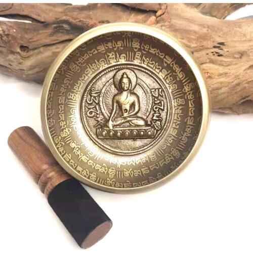 New Buddha Buddhism Tibetan Bowl Brass Nepal Singing Bowls Buddhist Meditation Yoga Singing Bowl Sanskrit Brass Singing Bowl
