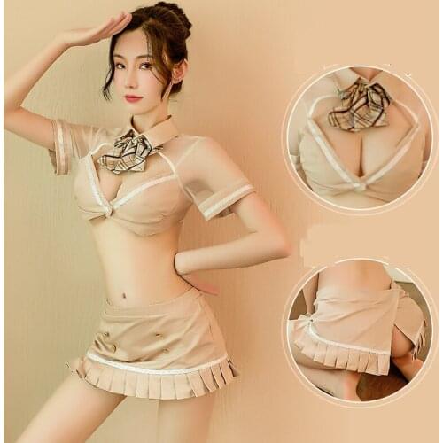 New Student Role-playing Costume Sexy Hollow Tight-fitting Bag Hip Fishtail Skirt Japanese Kawaii Uniform Adult Sex Clothing