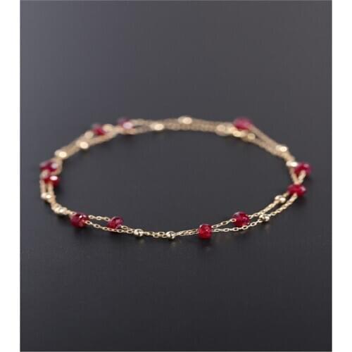 DAIMI Gypsophila Ruby Necklace Female Heaven Genuine 14K Package Gold Color Treasure Clavicle Chain Custom