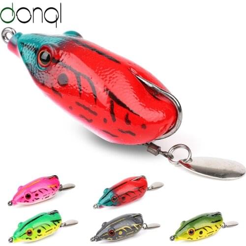 DONQL 1pcs Soft Ray Frog Fishing Lures With Metal Sequins 13g 5.9cm Top Water Artificial Bait Sharp Hook Frog Fishing Bait