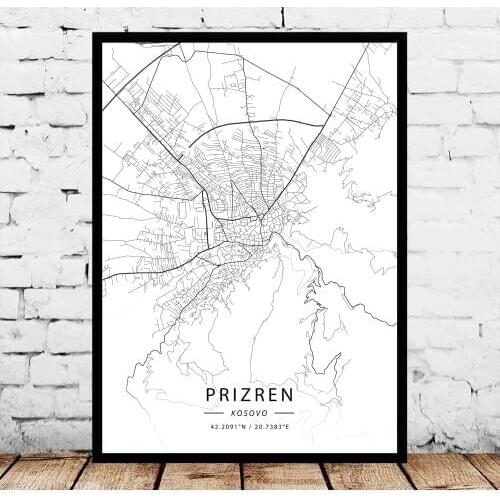 Prizren Kosovo Map Poster
