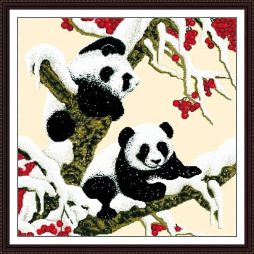 Joy sunday Reunion Panda Animal Series 11CT14CT DIY cross stitch Home Decor Needlework counted crafts cross stitch kit