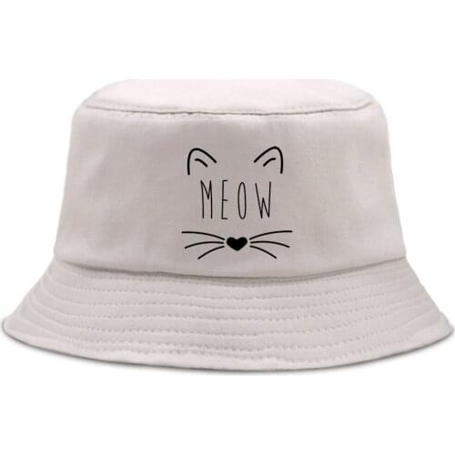 Cat Smiley Cartoon Print Fishermans Hat Summer 2020 Outdoor Panama Caps Sun Shade Beach Bucket Hats Unisex Foldable Fishing Cap