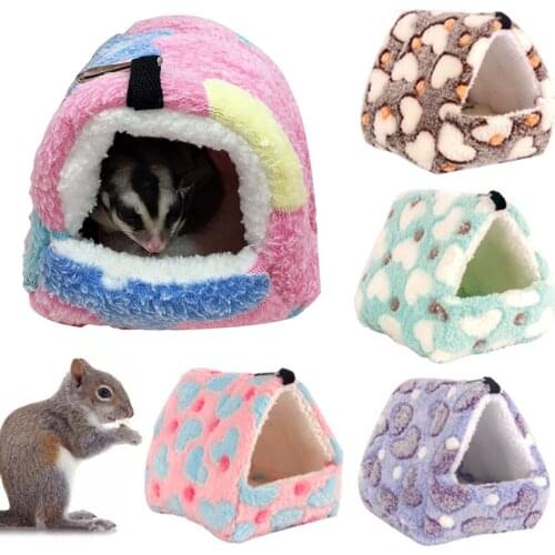 Cute Small Pets Hamster House Warm Soft Nest Small Animal Cave Sleeping Bed Pets Comfortable Plush Hanging Hammock Nest House
