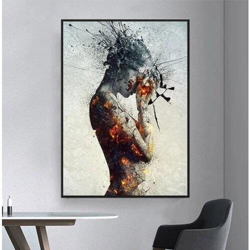Modern Creative Canvas Painting Broken Woman Statue Art Print Poster Scandinavian Decor Wall Painting for Living Room Decoration