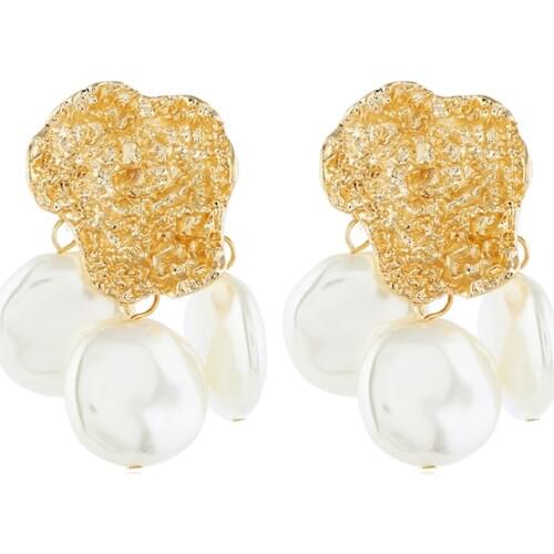 Baroque Wedding Earrings Color Metal For Bride Korean Simulated Pearls Drop Oorbellen Pendientes Mujer kolczyki orecchini