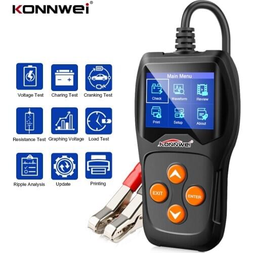 KONNWEI KW600 Car Battery Tester 12V Automotive 100-2000 CCA 220AH Battery Load Analyzer Alternator Tester Car/Boat/Motorcycle