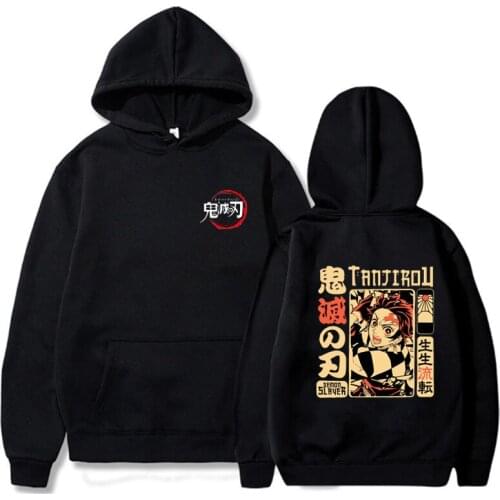 Harajuku Anime Demon Slayer Kamado Tanjirou Hoodies Sweatshirts Vintage Cartoon Clothes Men Long Sleeve Winter Hoodie Streetwear