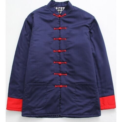 Traditional Chinese Clothes Han Suit Coat Kung Fu Tai Chi Uniform Male Thick Jacket Winter New Mens 100% Cotton Wadded Jacket