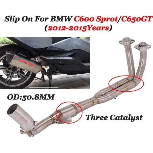 Slip On for BMW C600 Sport C650GT 2012-2015 Motorcycle Exhaust Pipe Front Middle Link Pipe Slip On 51mm Muffler Reserve Catlyst