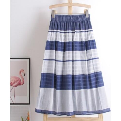 Organza Half-Length Skirt Female 2021 New Summer Autumn Korean Striped A-Line Mid-Length Temperament Umbrella Skirt