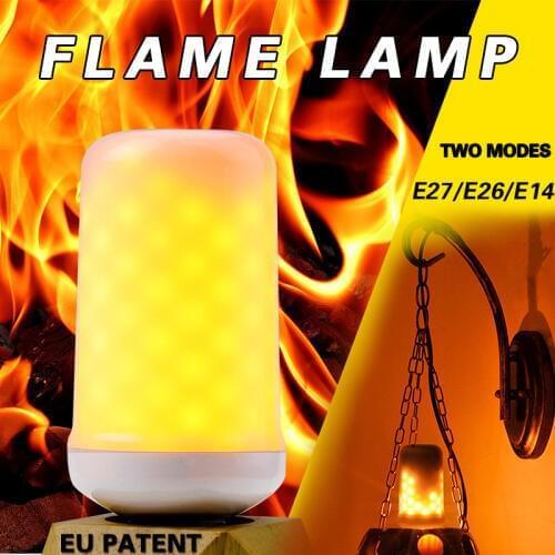 Zjright 2 modes Flame Lights E27 E26 E14 LED Flame Effect Fire Light Bulb 42leds 63leds 99leds Flickering Emulation Decor Lamp