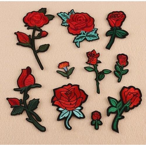 1Pcs New Brand 3D Patches Big Red Rose Flower Embroidered Patch DIY Iron On Sew On Fabric Repair Clothing For Wedding Patches