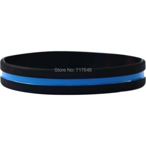 100pcs thin light blue line wristband silicone bracelets free shipping by ePacket A