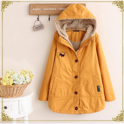 1858 forest Japanese in the winter of 2016 womens national new wind side with long cotton velvet embroidery cat