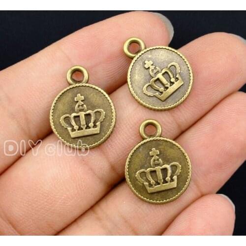 80pcs-Antique Bronze Crown Charms Pendant 19x15mm