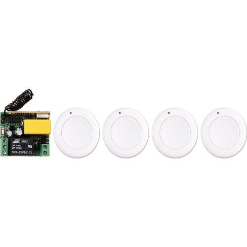 AC220V 1CH 10A RF Wireless Remote Control Switch System Receiver & White wall Panel Sticky Remote garage door / window /lamp