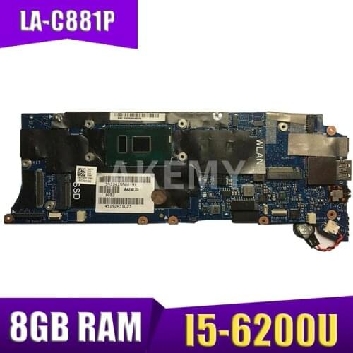 Akemy CN-076F9T 076F9T 76F9T AAZ80 LA-C881P For DELL XPS 13 9350 13.3 inch laptop motherboard SR2EY i5-6200U 8g Memory