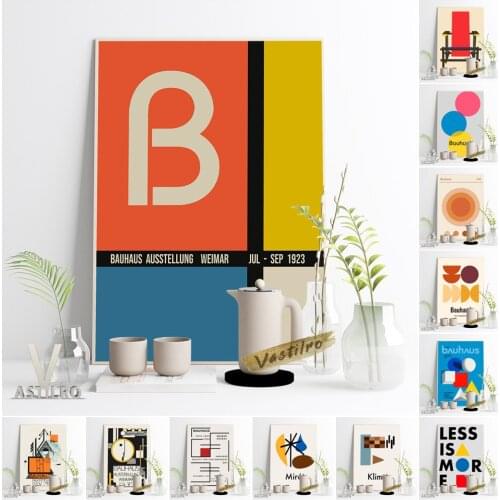 Bauhaus Art Style Design Exhibition Poster Picasso Klimt Miro Mondrian Wall Picture Geometry Abstract Minimalist Room Home Decor