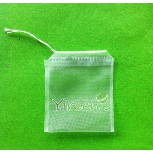 Free shipping! 100pcs 50 X 60mm Nylon filter bag, Single string tea filters, Empty tea bag with thread, transparent food pouch
