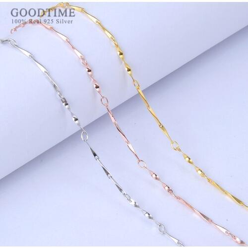 Noble Sterling Silver Chain Jewelry Genuine Pure 925 Silver Chains Twisted Necklaces For Women Rose Gold Color Necklace Chain
