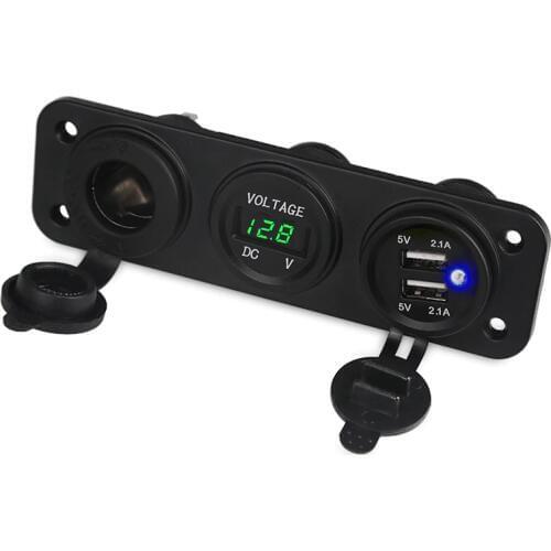Car Cigarette Lighter Socket Splitter 12V 4.2A USB Power Adapter Outlet Charger Digital Voltmeter Voltage Meter Auto Truck ATV