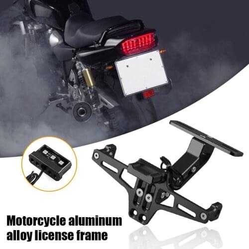 CNC 6061Aluminum Motorcycle License Plate Frame Holder Bracket Motorbike Accessories Adjustable Telescopic Features