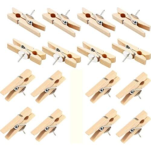 Wood Clips Push Pins for Hang Pictures Notes, Artworks Photos Make DIY Crafts