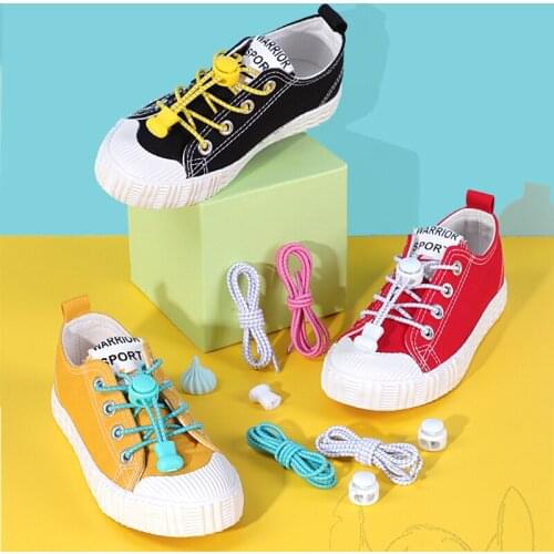 Children Elastic No Tie Shoelaces Lock Shoe Laces For Kids Sneakers Quick Shoelaces Semicircle Shoestrings 15 Color