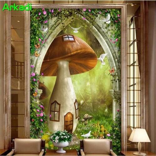 European Dream Children Bedroom Photo Mushroom House Forest Wallpaper Rose Flower Vine TV Sofa Background Wall Custom Size 3d