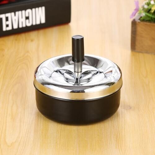European Style Creative Rotable Ash Tray Office Fully Enclosed Smoking Holder Home Decor Household Hotel Stainless Steel Ashtray