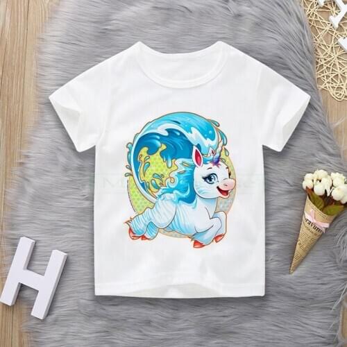 Baby Girl Unicorn T-shirt Tops Baby Girl T-shirt Big Girls Tee Shirts Children Girl 24M-8TYears Summer Short Sleeves Cotton Tees