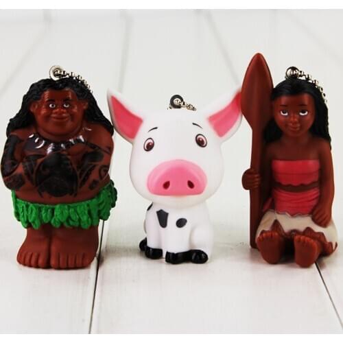 Hot Sale 3 styles Princess Figures Toys Maui Pua Action Figure Model Dolls Keychain Pendant Cartoon Gift For Kid