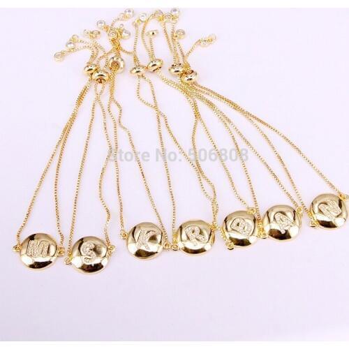 Crystal CZ stone Letter Bead Bracelets For Women Fashion bracelet simple intitial letter jewelry