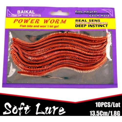 10PCS/Lot Artificial Sea Worms 135mm Soft Fishing Lures Soft Bait Lifelike Lures Fishing Tackle