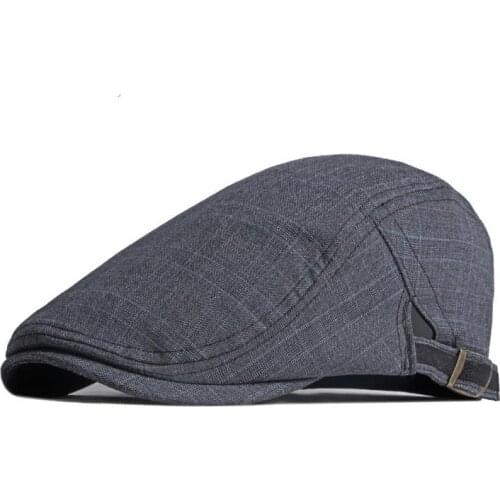 Cotton Spring Summer Fashion Solid Color Plaid Newsboy Caps Flat Peaked Cap Men and Women Painter Beret Hats 135