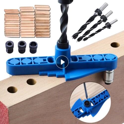 Woodworking Pocket Hole Jig Carpentry Tool 6/8/10mm Self-centering Scriber Dowel Jig Drill Guide Locator Hole Puncher Drill Bits