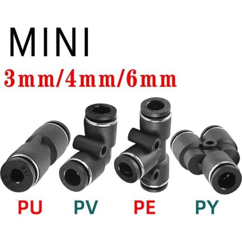 Mini Pneumatic Quick Coupling PU PV PE PY 3 4 6mm Trachea Quick Plug Hose Air Compressor Fitting Quick Coupling
