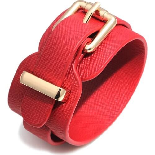 Fashion jewelry Simple clasp wide pu leather bracelet for women Punk Wristbands Charm Jewelry Gifts
